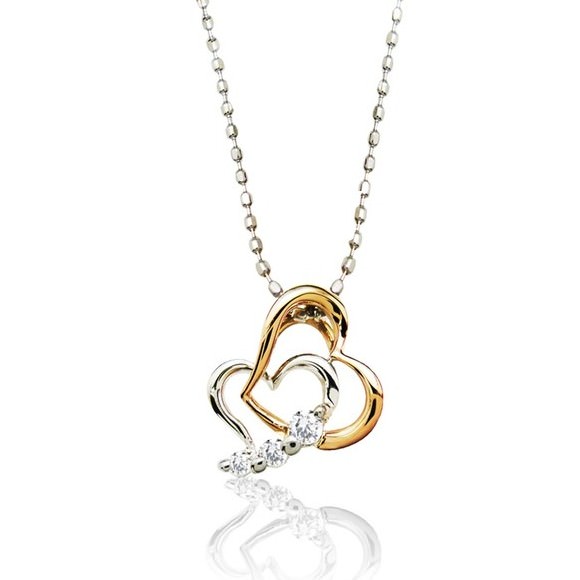 ダブル ハート ダイヤモンド カラー ネックレス